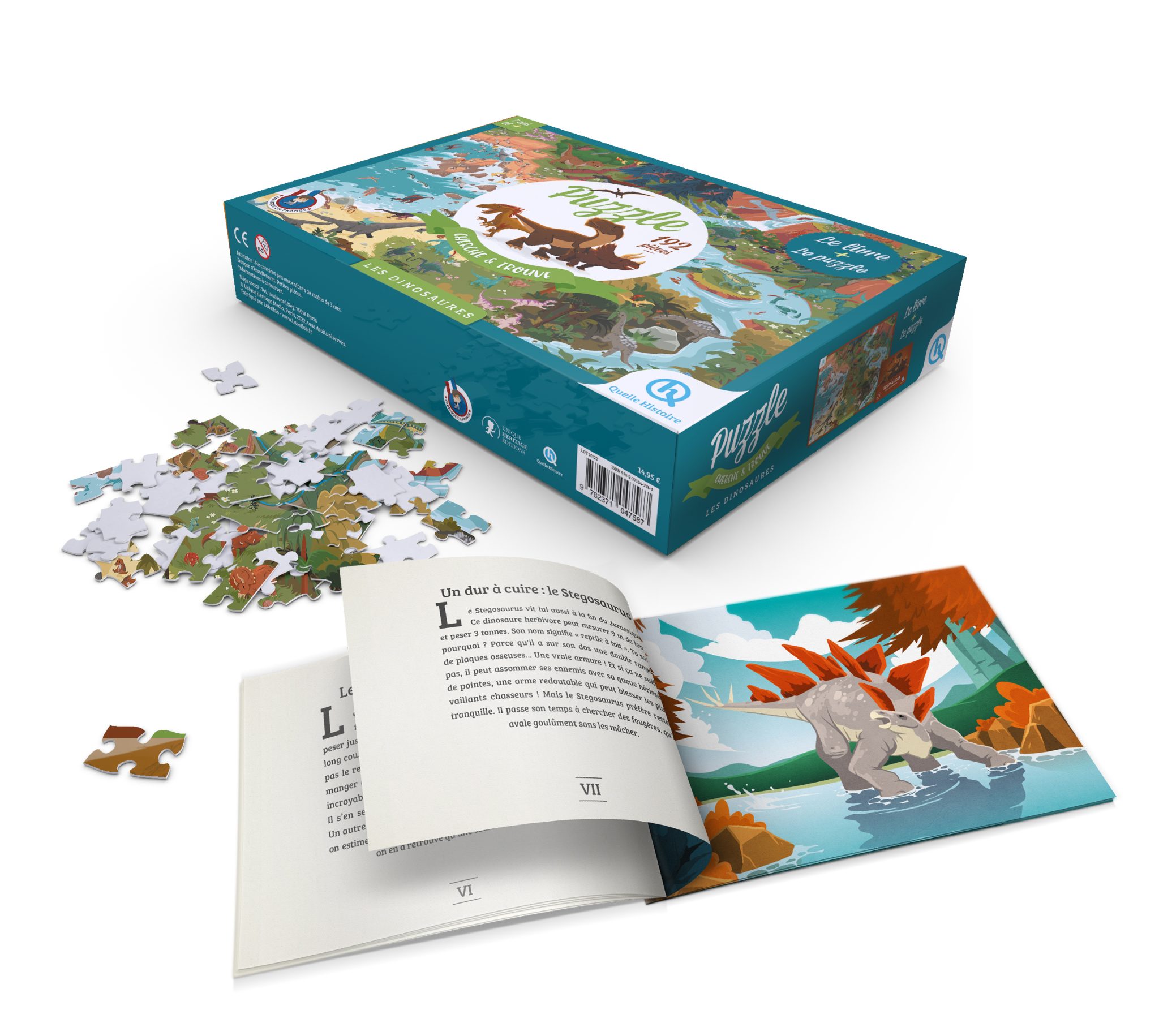 Les dinosaures - Livre + Puzzle 40 pièces - La Grande Récré