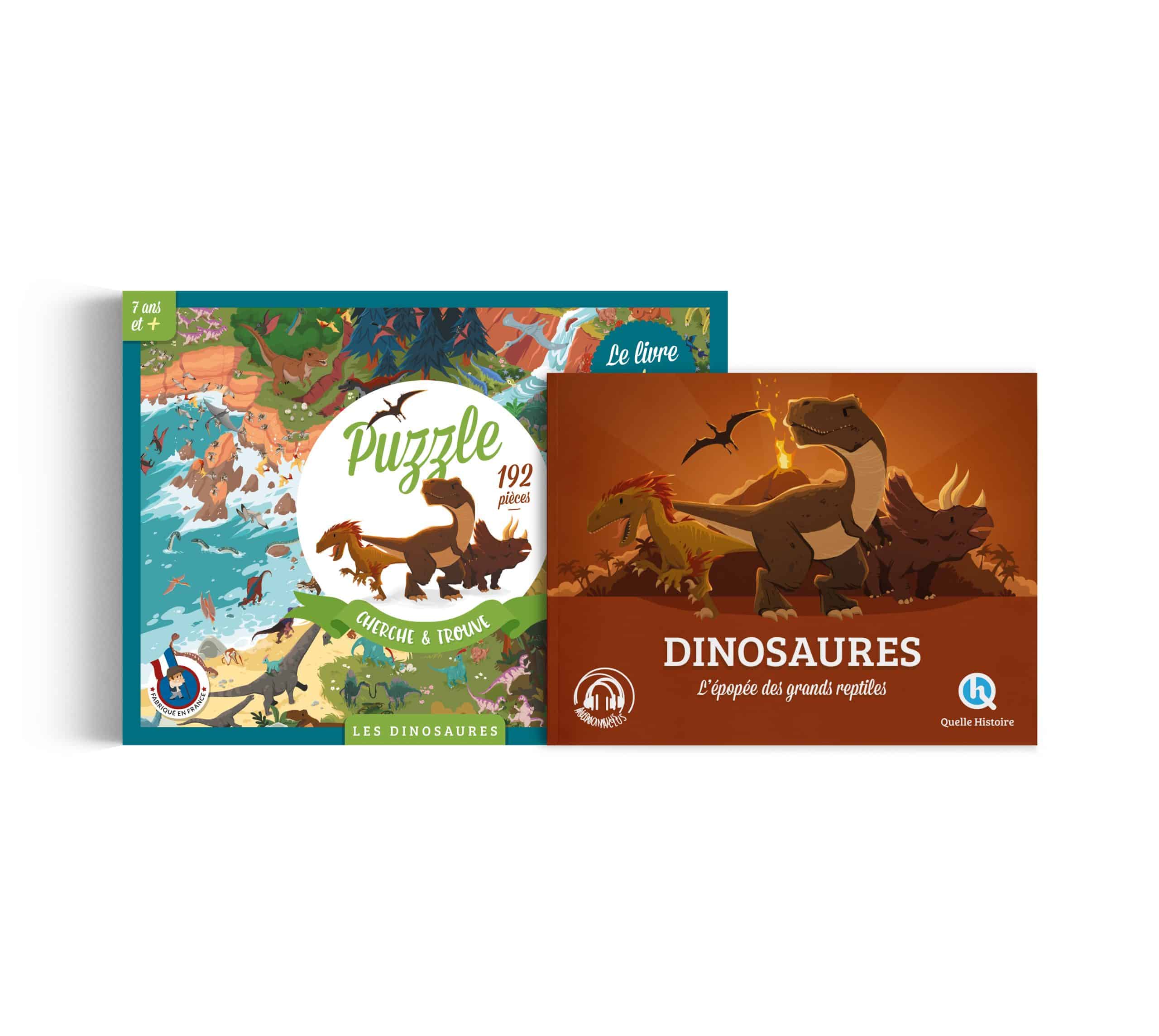 Livre puzzle dinosaures+3 ans. Très bon état