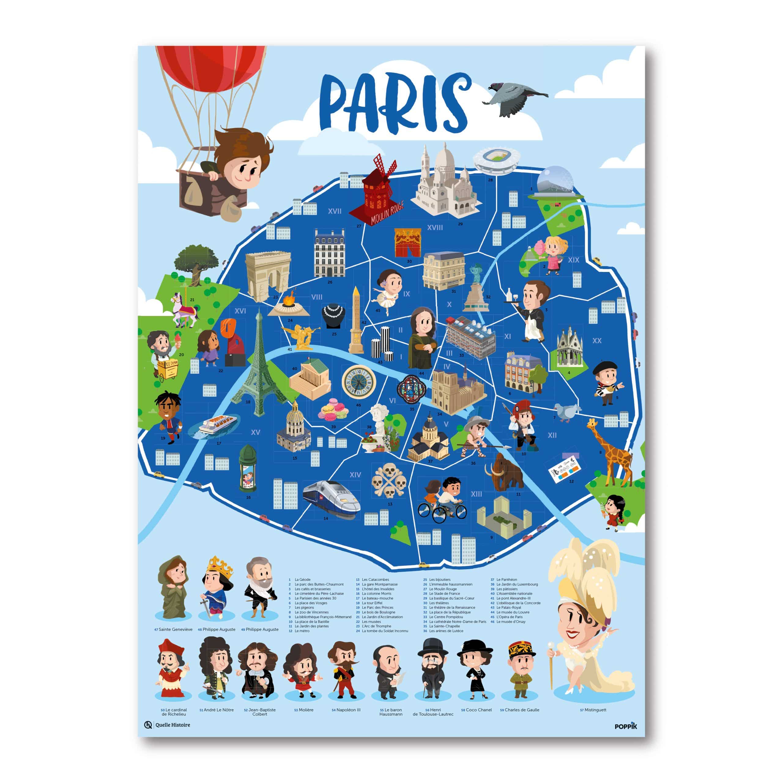 Poster autocollants repositionnables - Carte de France - Poppik